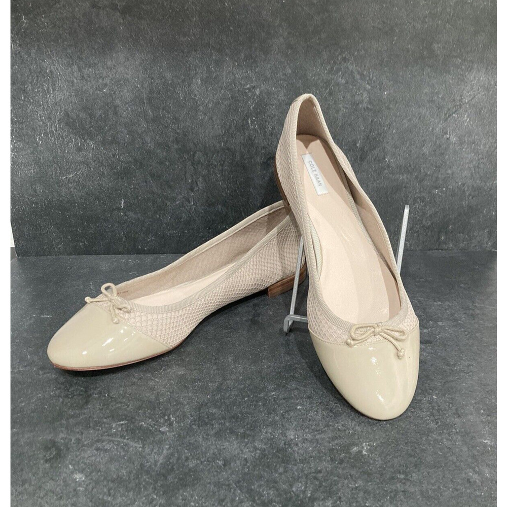 COLE HAAN Ballet Flats 9.5 B Womens Shoes Leather Sole Bow Classic Casual